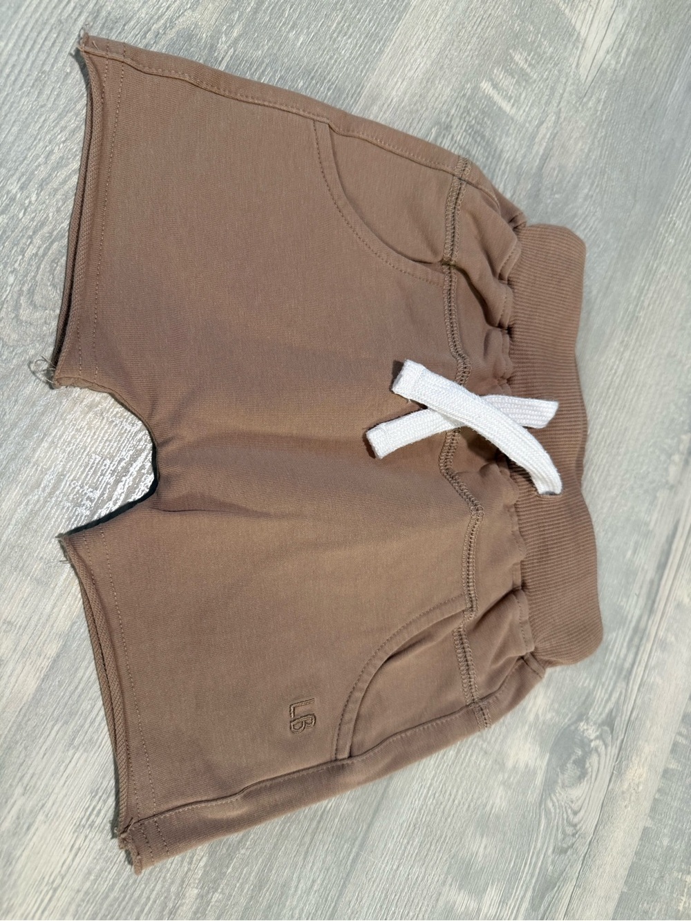 Little Bipsy Brown Knit Shorts with White Drawstring